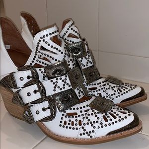Jeffrey Campbell White Buckle Booties